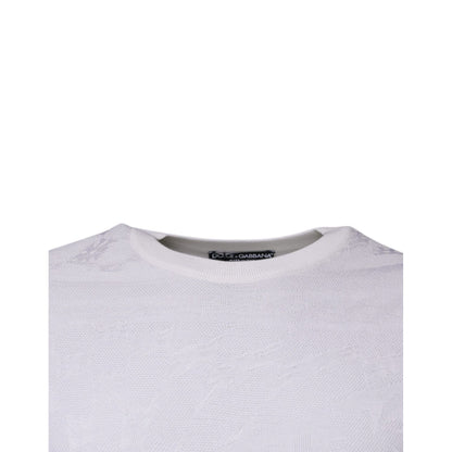 Dolce & Gabbana White Silk Crew Neck Men Pullover Sweater