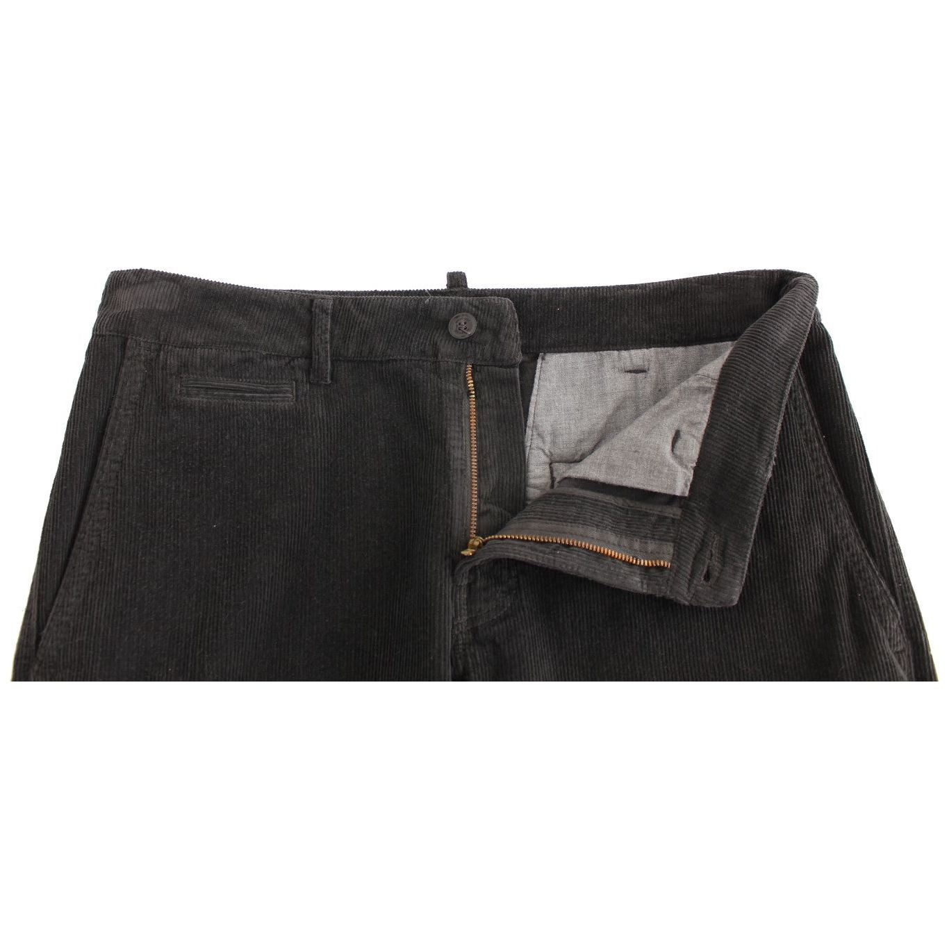 GF Ferre Elegant Black Cotton Corduroy Pants Jeans & Pants GF Ferre