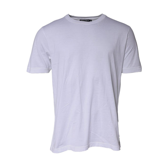 Dolce & Gabbana White Cotton Crew Neck Short Sleeves T-shirt
