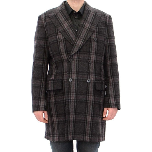 Dolce & Gabbana Sicilia Checkered Wool Blend Coat Coats & Jackets Dolce & Gabbana