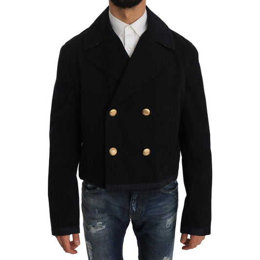 Dolce & Gabbana Elegant Dark Blue Trench Coat Jacket Dolce & Gabbana