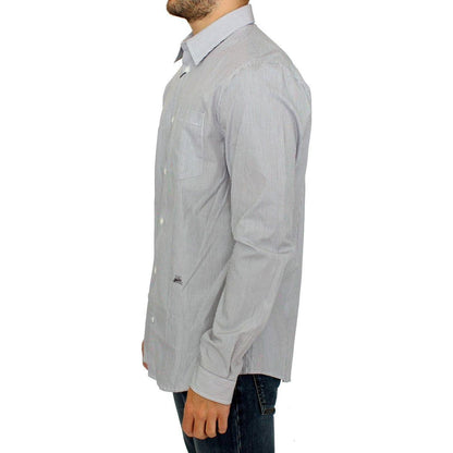 GF Ferre Gray Striped Cotton Casual Shirt