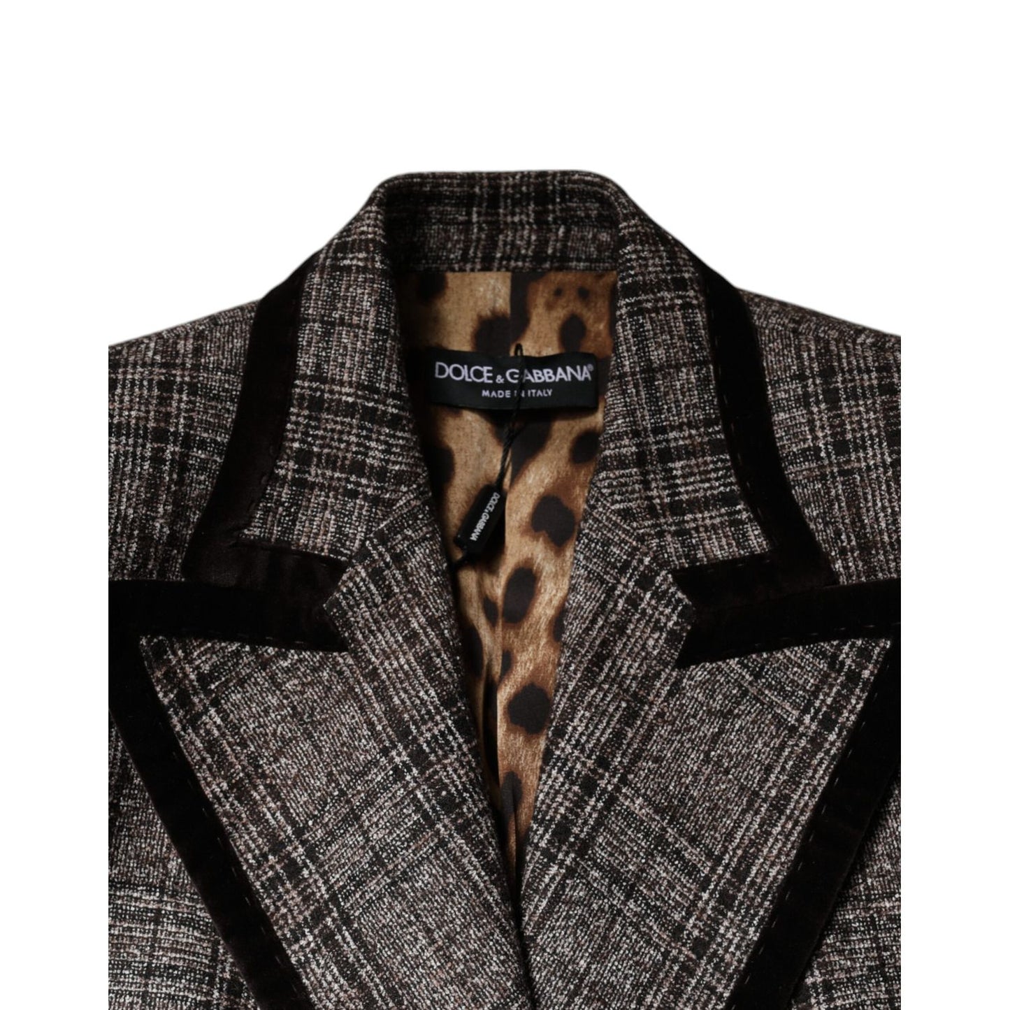 Dolce & Gabbana Brown Plaid Long Sleeve Cropped Coat Jacket Dolce & Gabbana