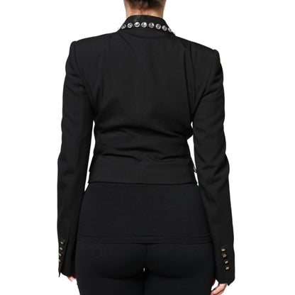 Dolce & Gabbana Black Crystal Double Breasted Blazer Jacket Dolce & Gabbana