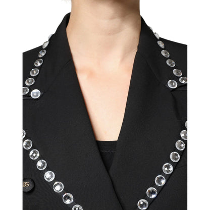 Dolce & Gabbana Black Crystal Double Breasted Blazer Jacket Dolce & Gabbana