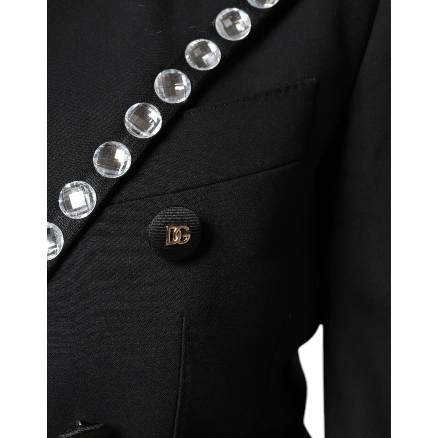 Dolce & Gabbana Black Crystal Double Breasted Blazer Jacket Dolce & Gabbana