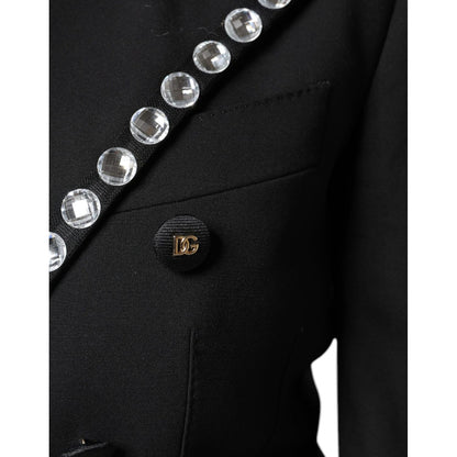 Dolce & Gabbana Black Crystal Double Breasted Blazer Jacket Dolce & Gabbana