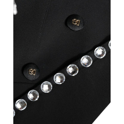 Dolce & Gabbana Black Crystal Double Breasted Blazer Jacket Dolce & Gabbana