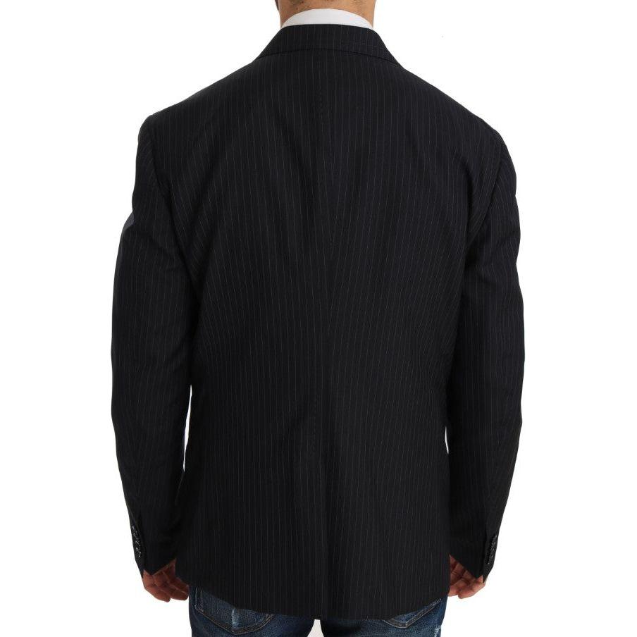 Dolce & Gabbana Gray Striped Wool Jacket Coat Slim Blazer