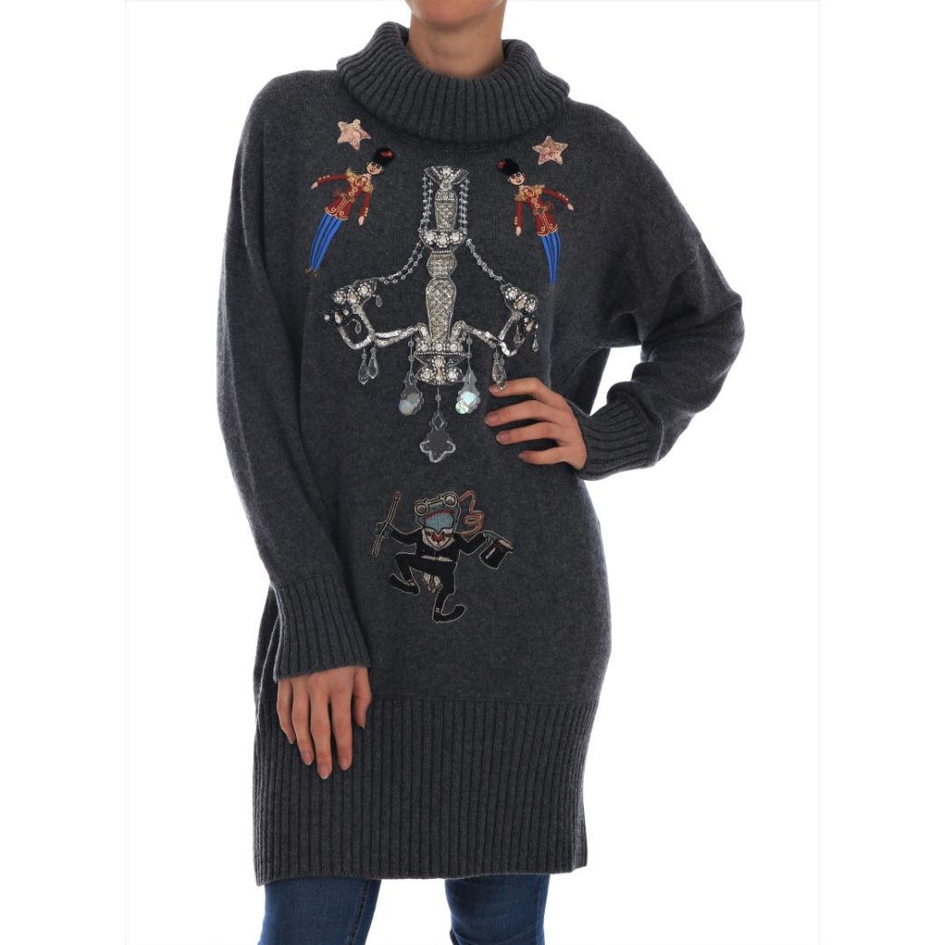 Dolce & Gabbana Fairy Tale Crystal Gray Cashmere Sweater