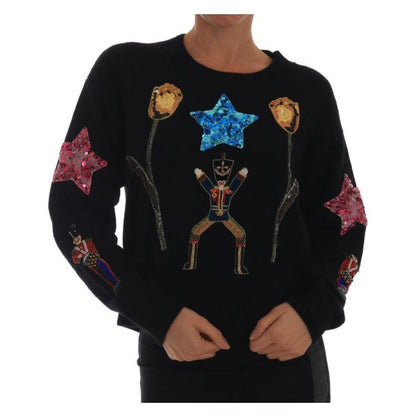 Dolce & Gabbana Fairy Tale Crystal Black Cashmere Sweater