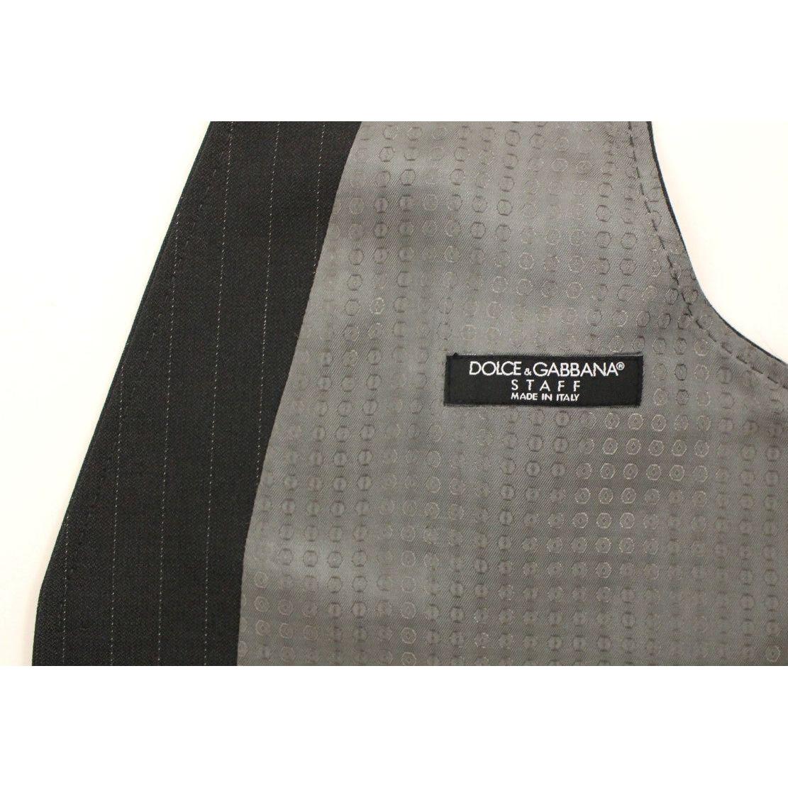 Dolce & Gabbana Elegant Gray Striped Dress Vest Dolce & Gabbana