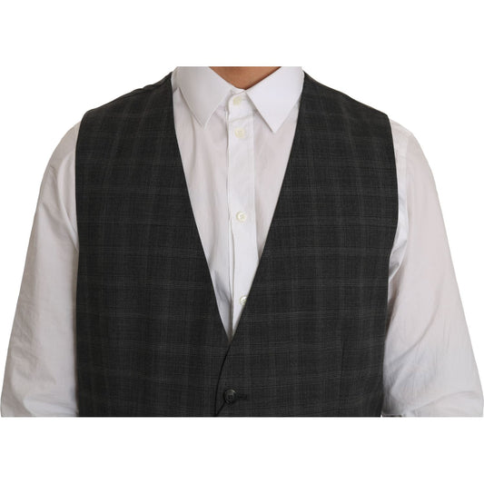 Dolce & Gabbana Elegant Checkered Wool Vest for the Urbane Man Dolce & Gabbana