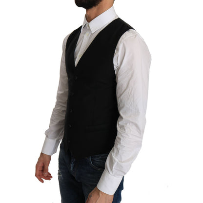 Dolce & Gabbana Black Wool Dress Waistcoat