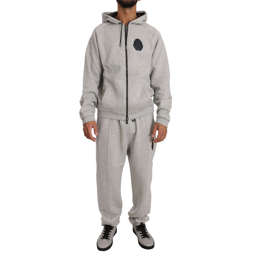 Billionaire Italian Couture Elegant Gray Cotton Sweatsuit Ensemble Billionaire Italian Couture