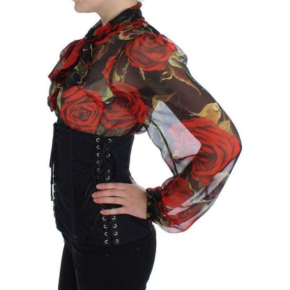 Dolce & Gabbana Black Stretch Corset Waist Strap Belt