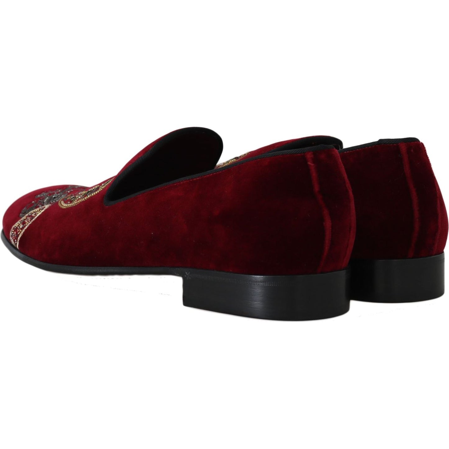 Dolce & Gabbana Bordeaux Velvet Sequined Men's Loafers Dolce & Gabbana