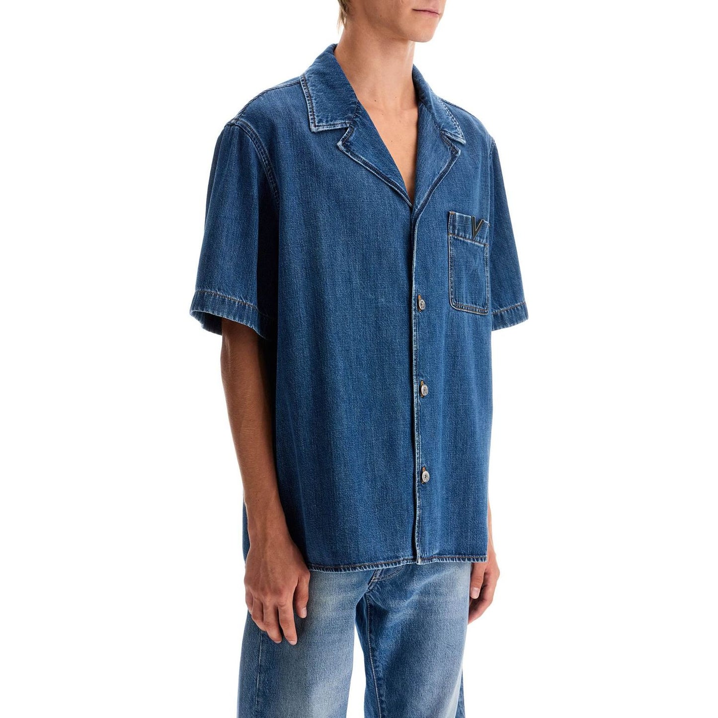 Valentino Garavani denim bowling shirt for men