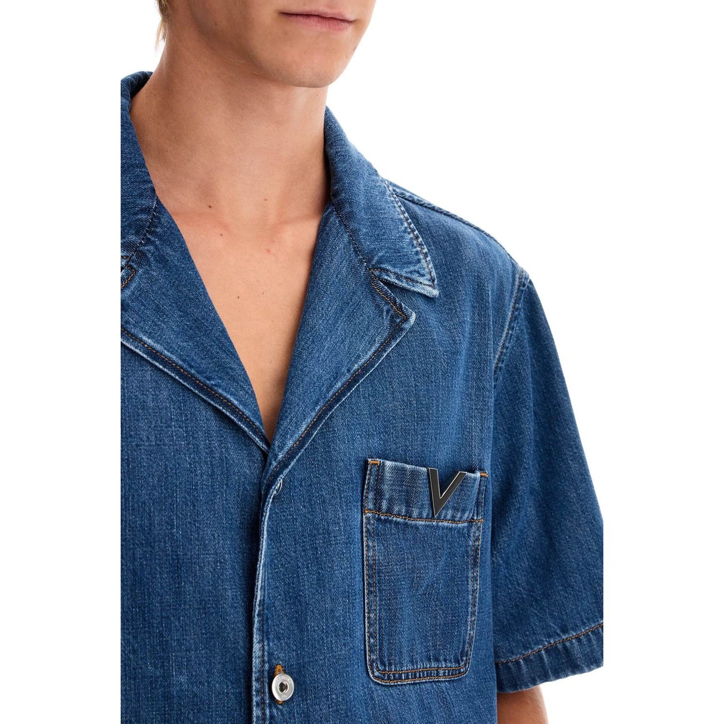 Valentino Garavani denim bowling shirt for men