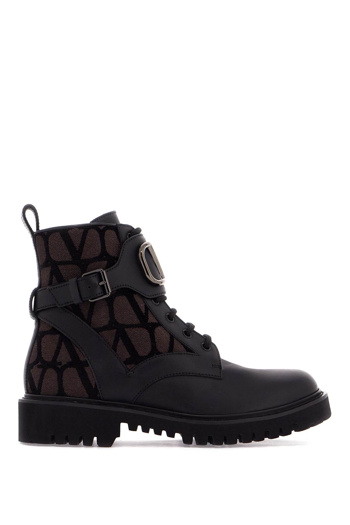 Valentino Garavani leather and canvas iconographer Boots