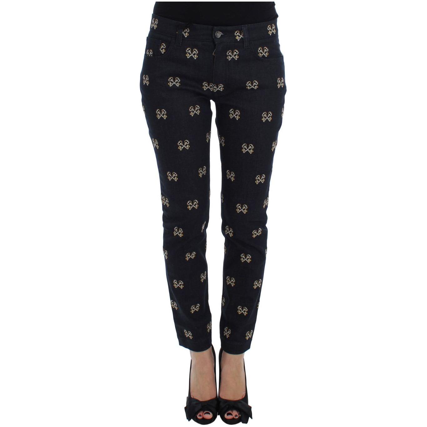 Dolce & Gabbana Blue Key Embroidered Slim Fit KATE Jeans