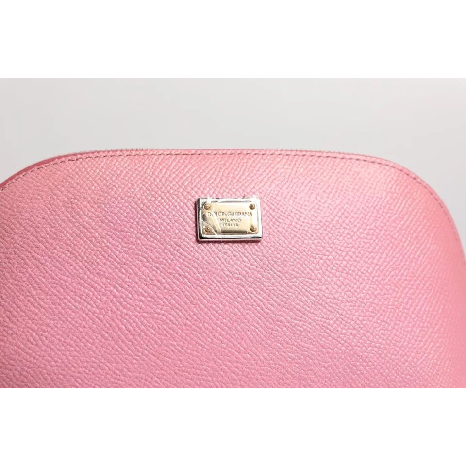Dolce & Gabbana Pink Leather DG Logo Zip Around Hand Purse Pouch Wallet