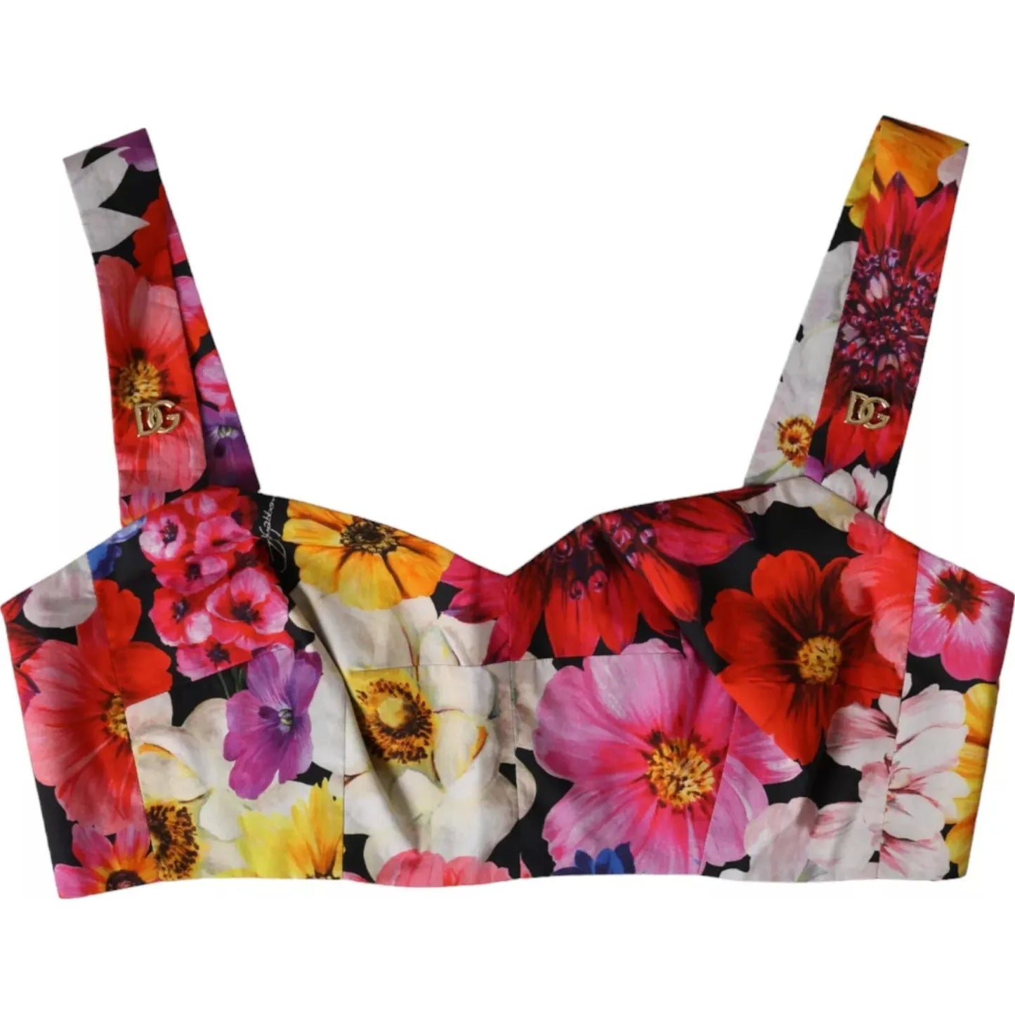 Dolce & Gabbana Multicolor Floral Sleeveless Bustier Crop Top Dolce & Gabbana