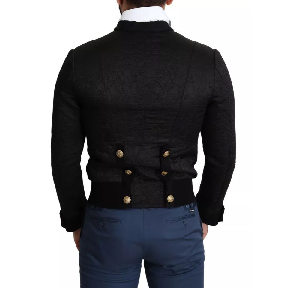Dolce & Gabbana Black Button Embellished Military Jacket