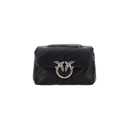 PINKO Black Calf Leather Bos Taurus Shoulder Bag