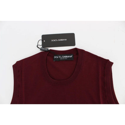 Dolce & Gabbana Red Sleeveless Crewneck Vest Pullover
