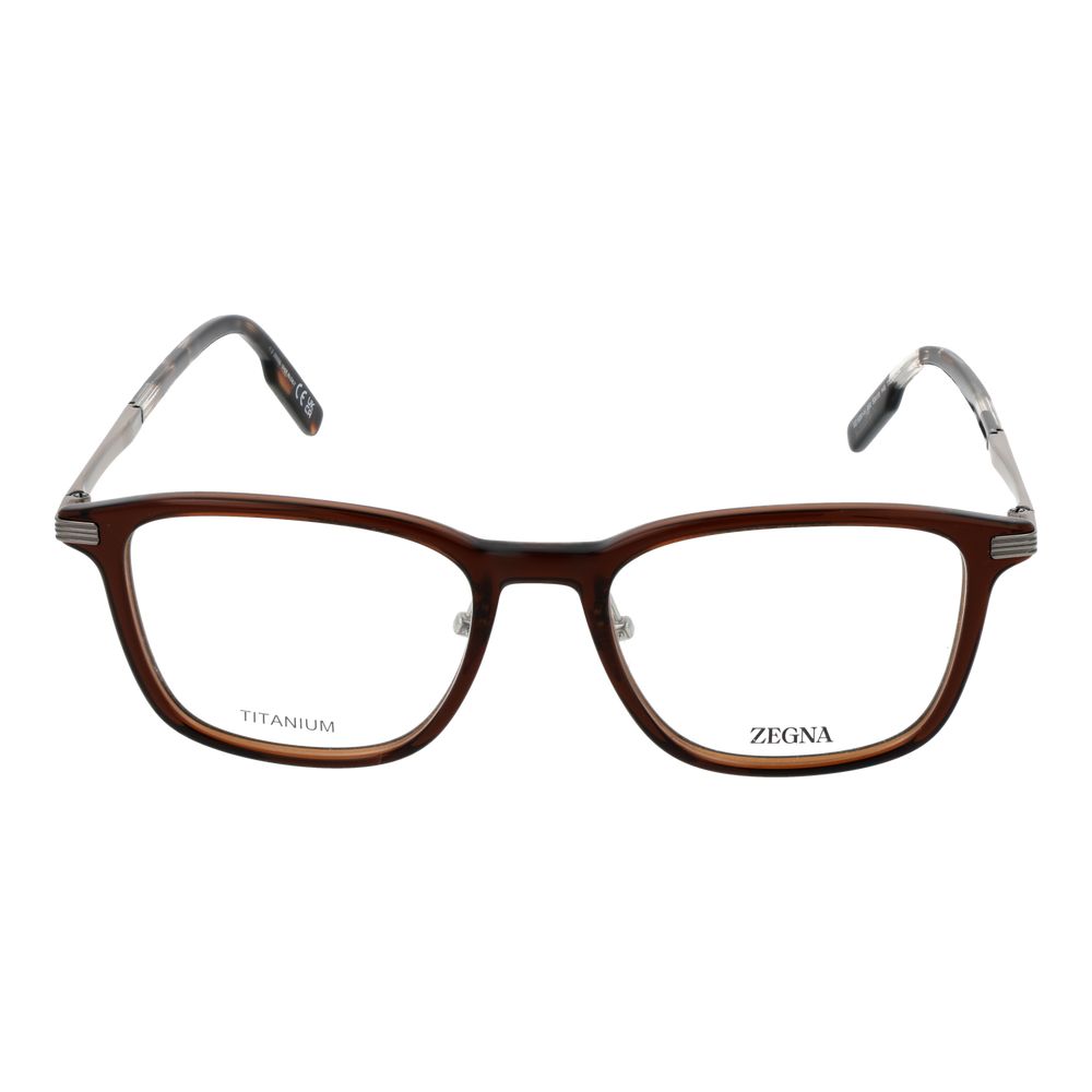 Ermenegildo Zegna Brown Plastic & Titanium Glasses (Frames)