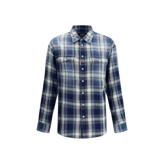 Dsquared² Blue Cotton Pattern Shirt