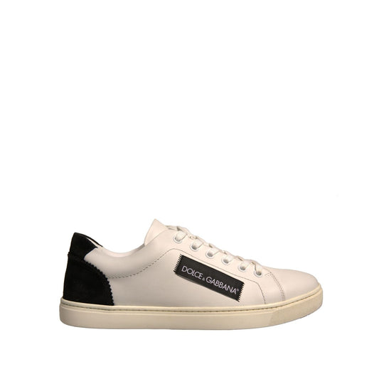 Dolce & Gabbana White Suede Leather Low Top Sneakers Shoes