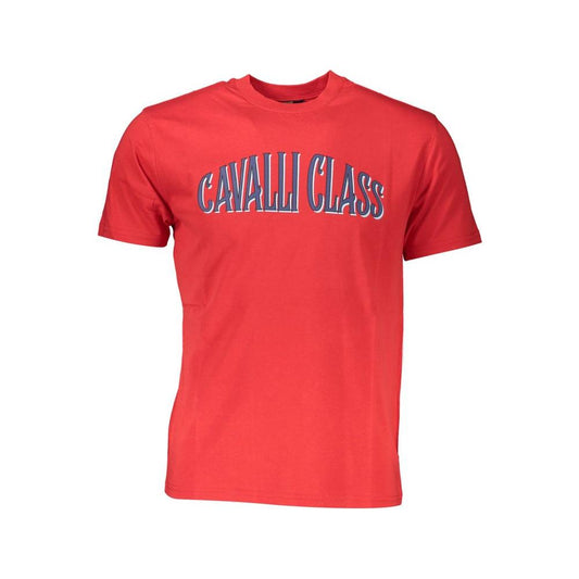 Cavalli Class Red Cotton Men T-Shirt Cavalli Class