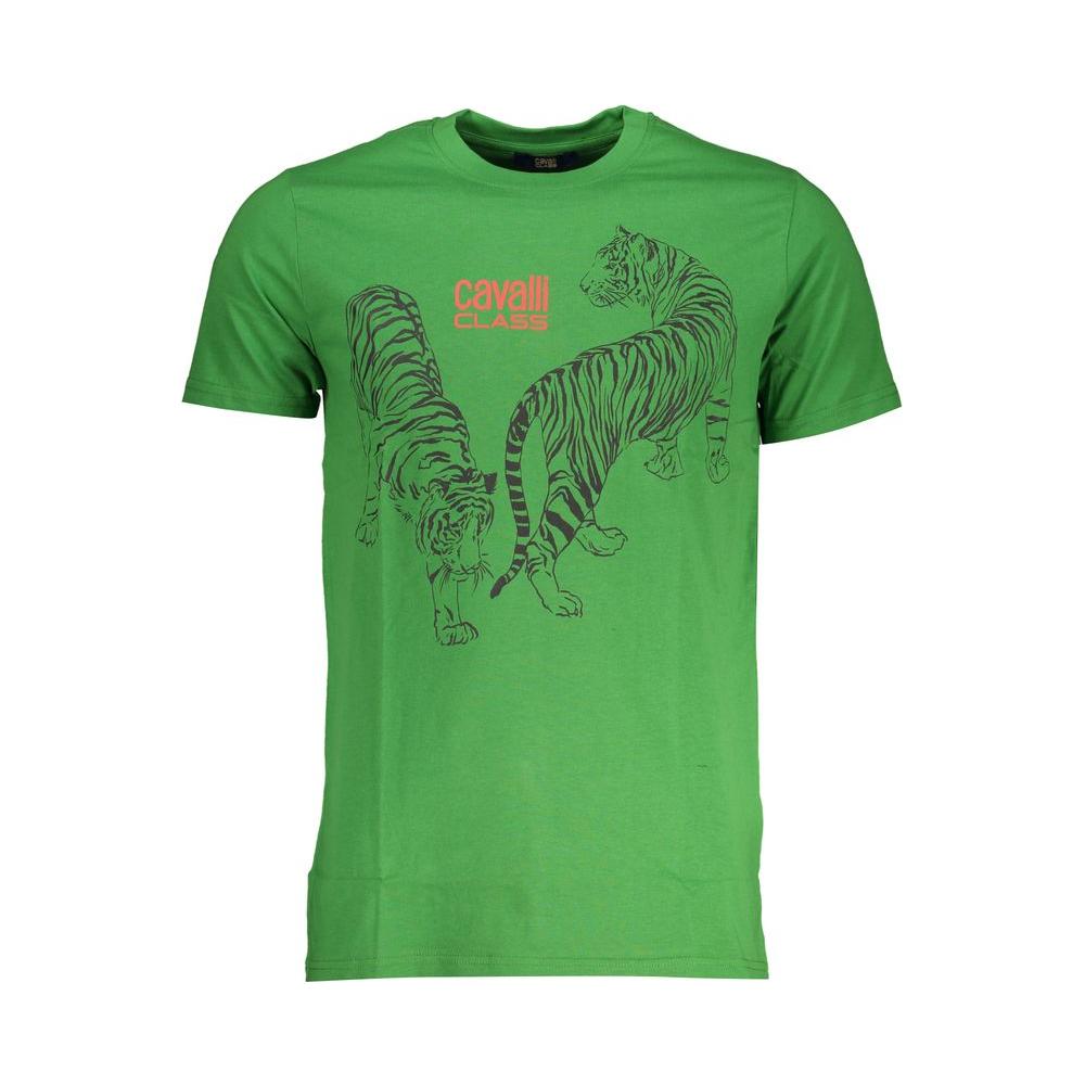 Cavalli Class Green Cotton T-Shirt