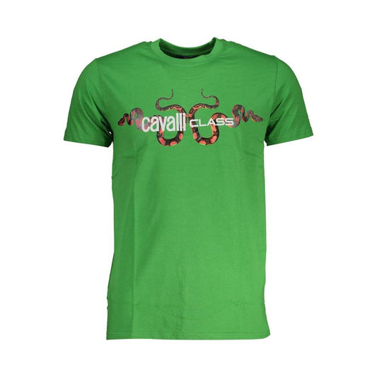 Cavalli Class Green Cotton T-Shirt