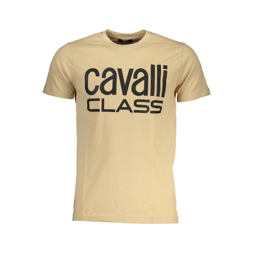 Cavalli Class Beige Cotton T-Shirt