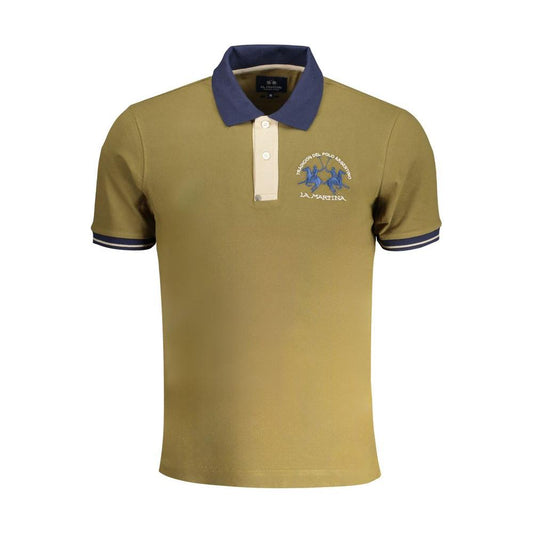 La Martina Green Cotton Polo Shirt