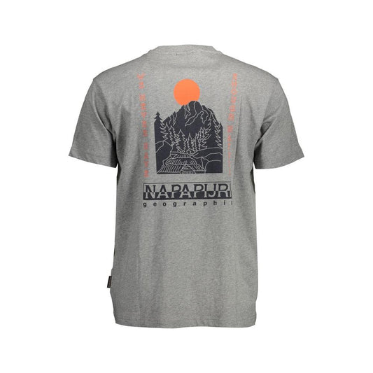 Napapijri Gray Cotton Men T-Shirt Napapijri