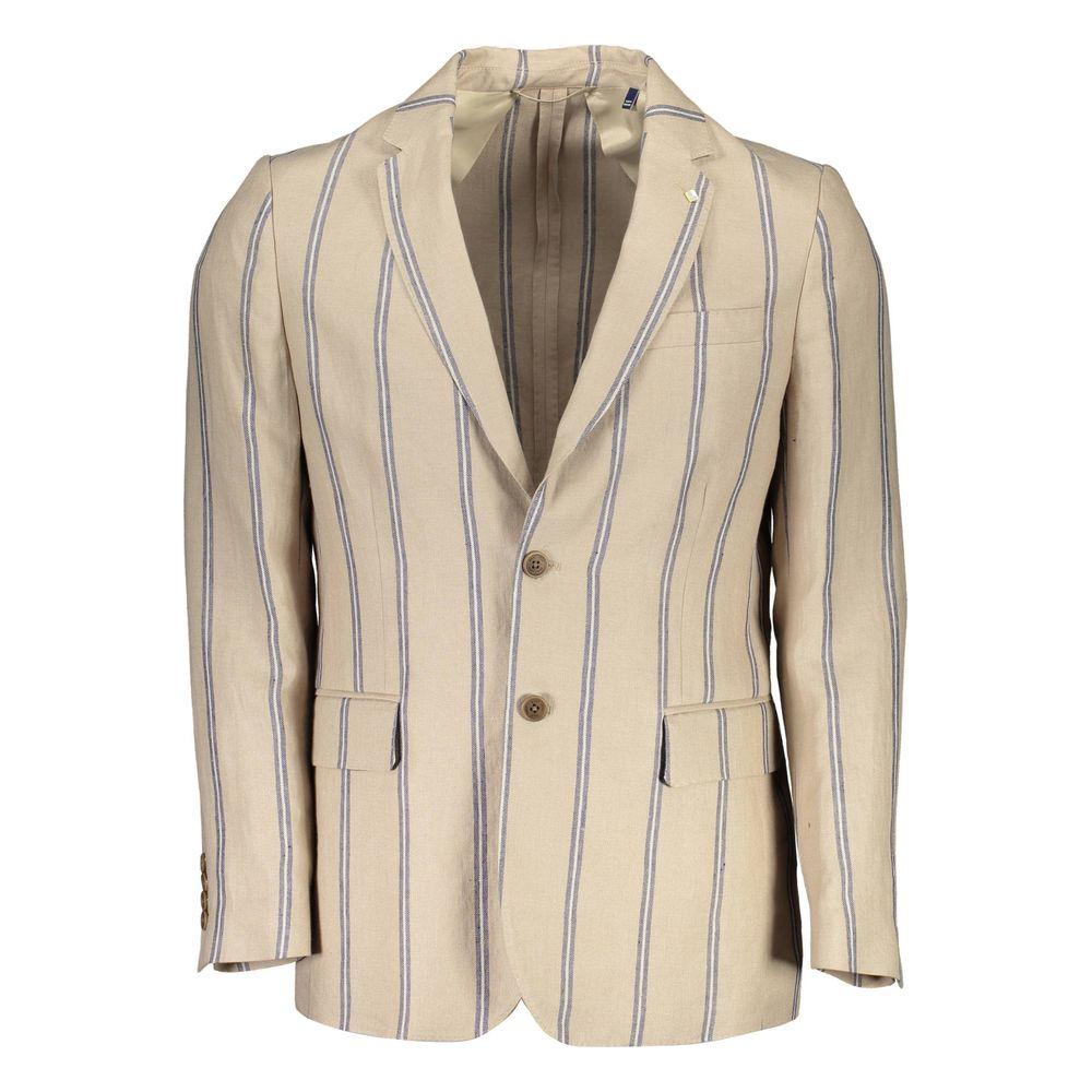 Gant Beige Linen Men Jacket Gant