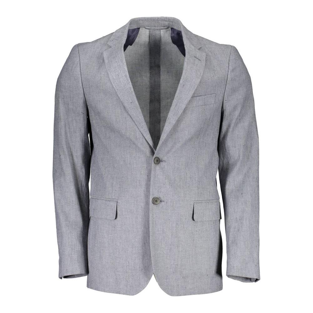 Gant Gray Linen Men Jacket Gant