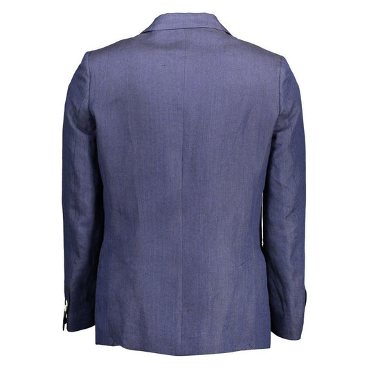 Gant Blue Linen Men Jacket Gant