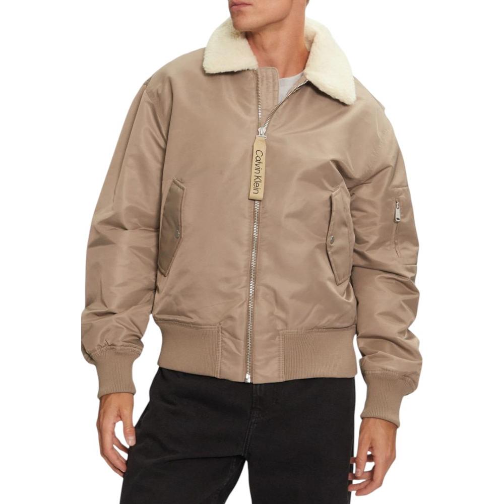 Calvin Klein Jeans Beige Polyamide Riciclata Jacket Calvin Klein Jeans