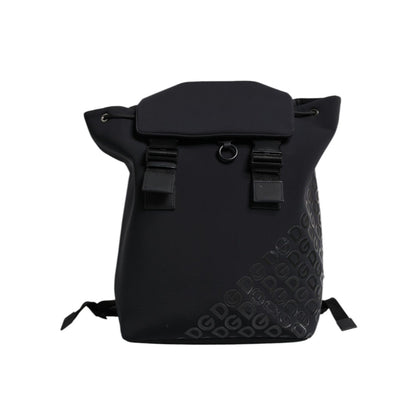 Dolce & Gabbana Black Neoprene Nylon DG Logo School Backpack Bag