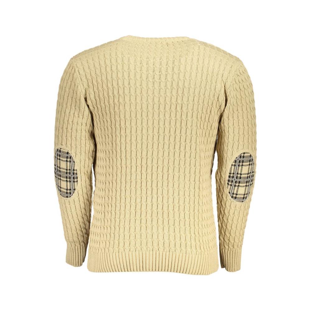 U.S. Grand Polo Beige Twisted Crew Neck Sweater