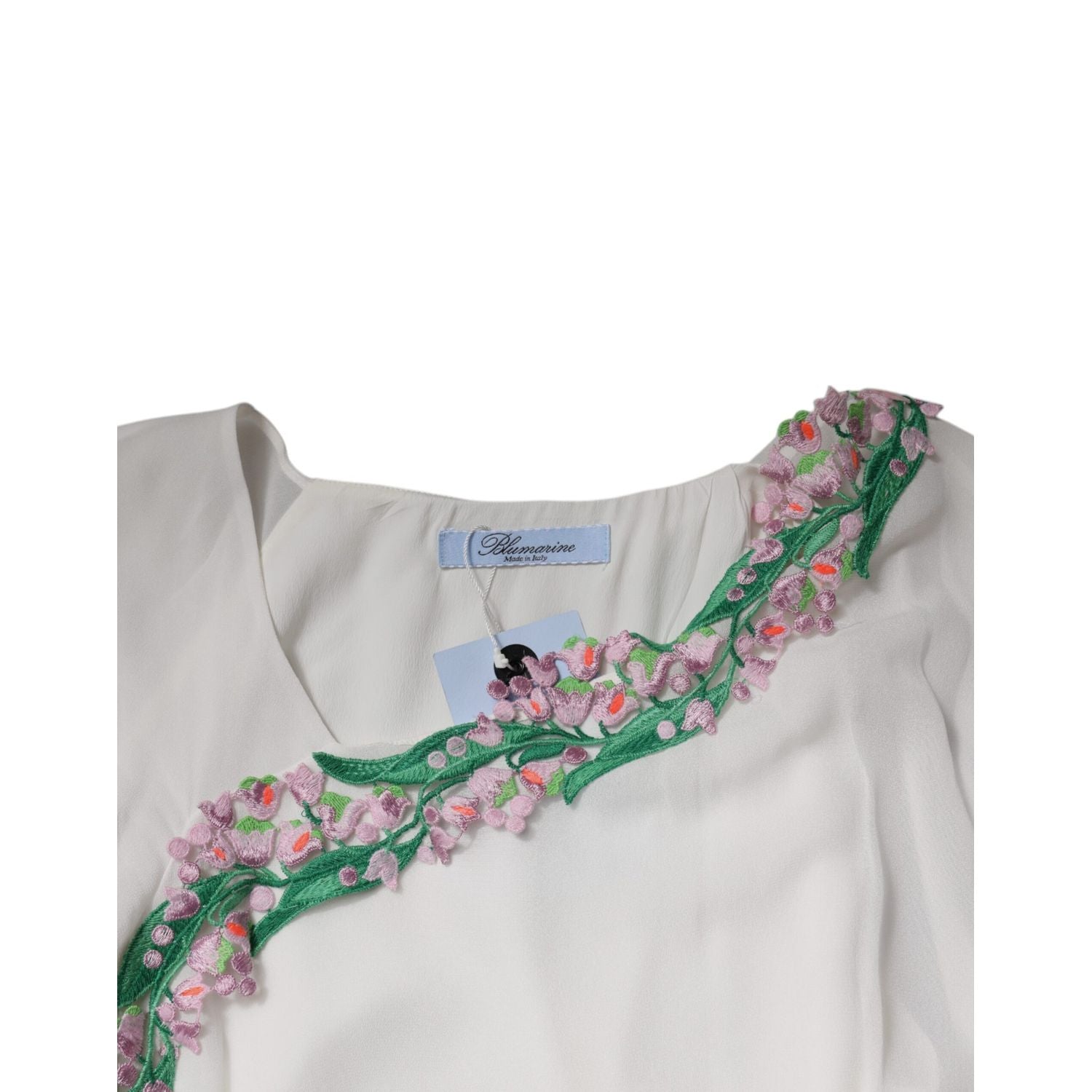 Blumarine White Floral Embroidery Viscose Chiffon Shift Dress