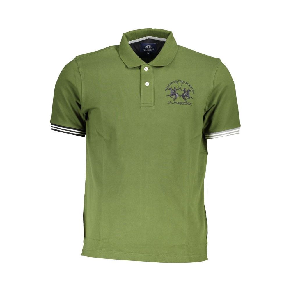 La Martina Chic Green Cotton Blend Polo Shirt La Martina