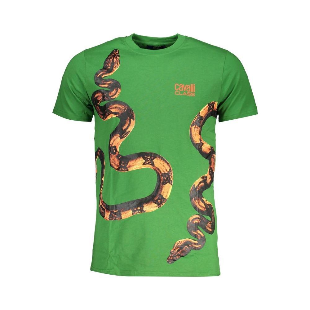 Cavalli Class Green Cotton T-Shirt