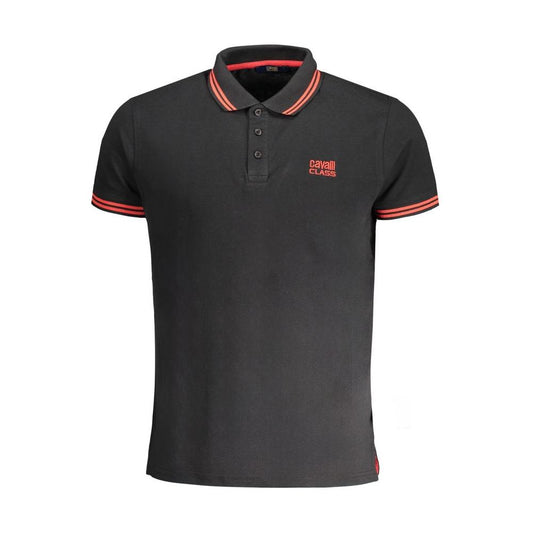 Cavalli Class Black Cotton Polo Shirt