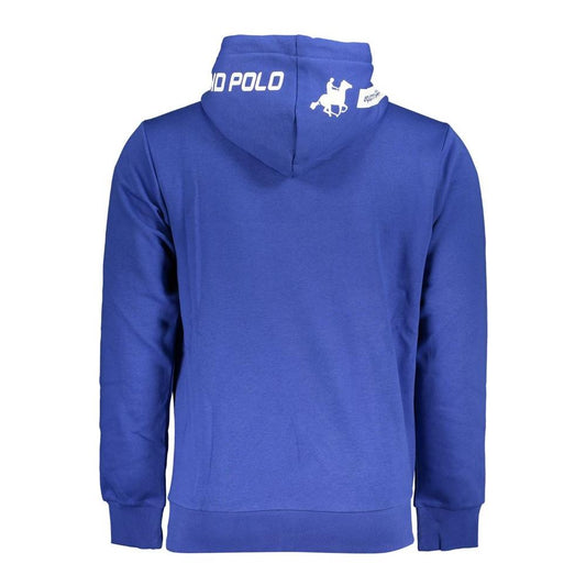 U.S. Grand Polo Chic Blue Hooded Fleece Sweatshirt with Logo Detail